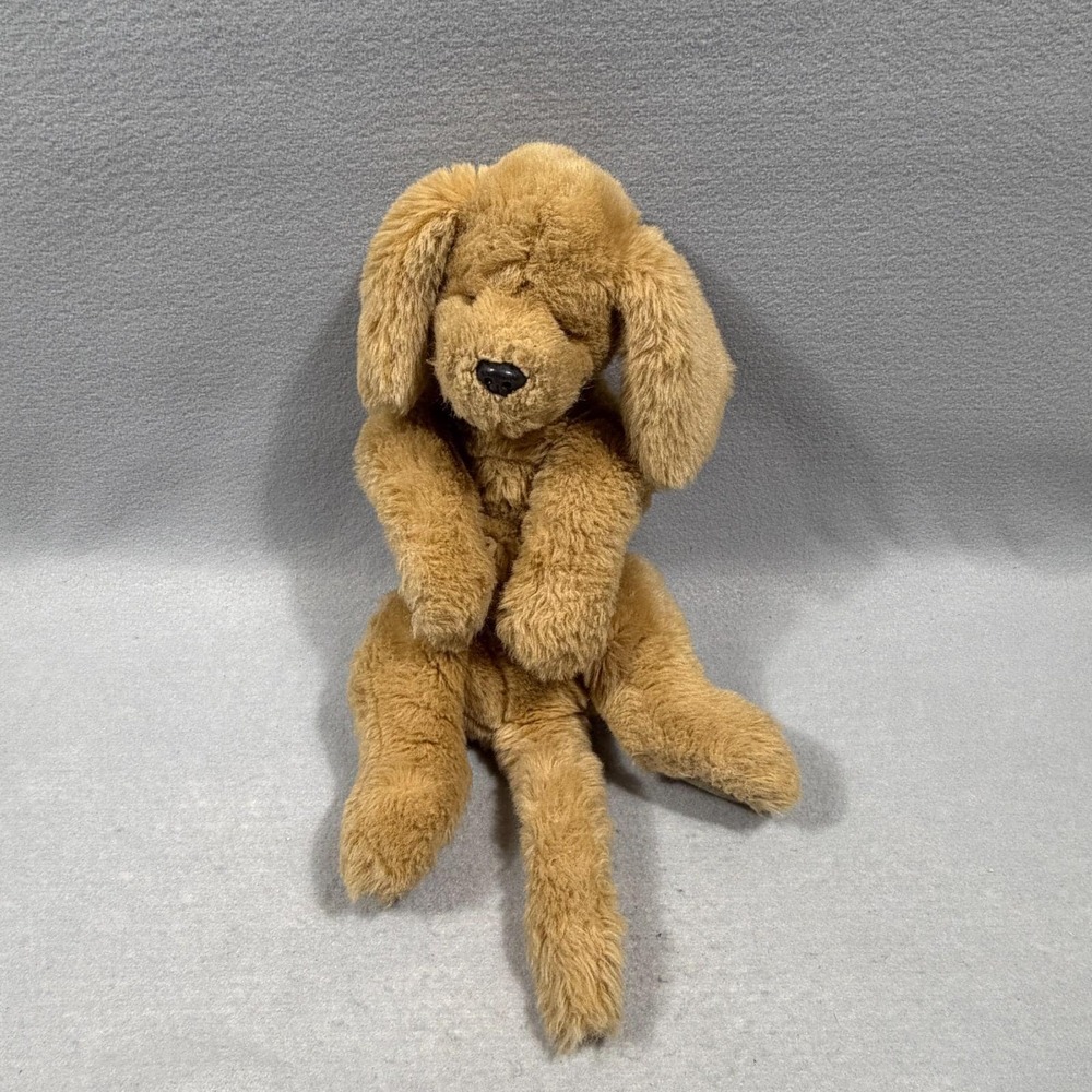 Vintage 1985 GUND Muttsy Puppy Dog Plush Brown Floppy Stuffed Animal Suede Paws